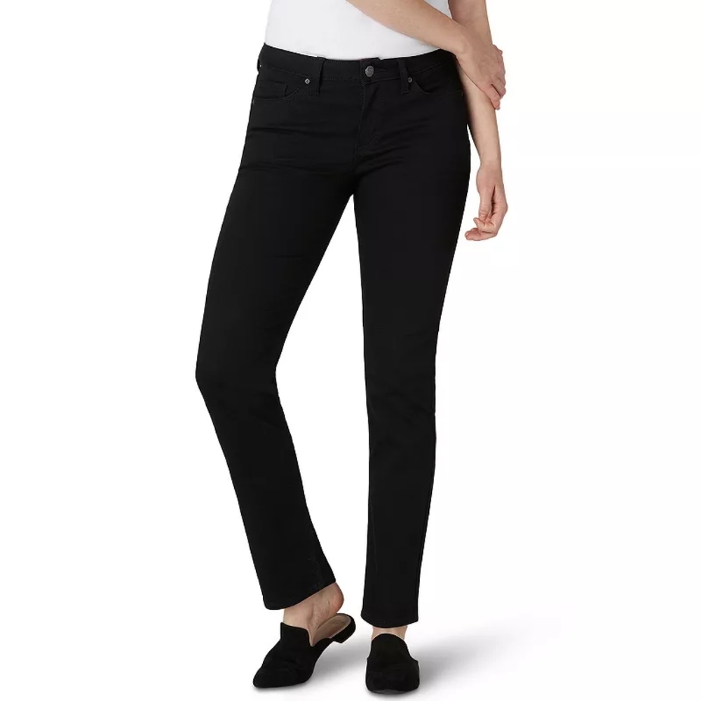 LEE SECRETLY SHAPES STRAIGHT LEG  MID RISE WOMEN'S JEANS.  SIZE 14 BLACK